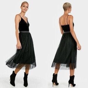 Express Y2k Velvet/Tulle Whimsigoth Babydoll Fairy Midi Mesh Dress Size S Gothic